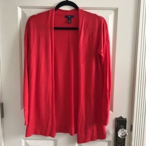GAP Open Front Cardigan in Bright Coral Red